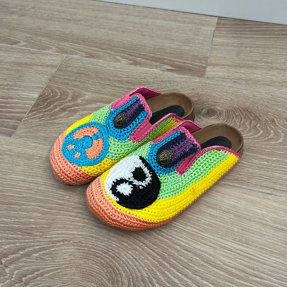 KURT GEIGER London Ozark Mistmatched Multi Pattern Crochet Mules - Picture 2 of 7